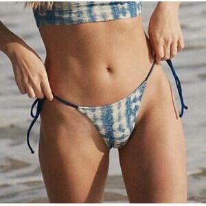 NEW Free People‎ Free-est Michelle Printed Bikini Bottom Indigo Tie Dye Sz Large